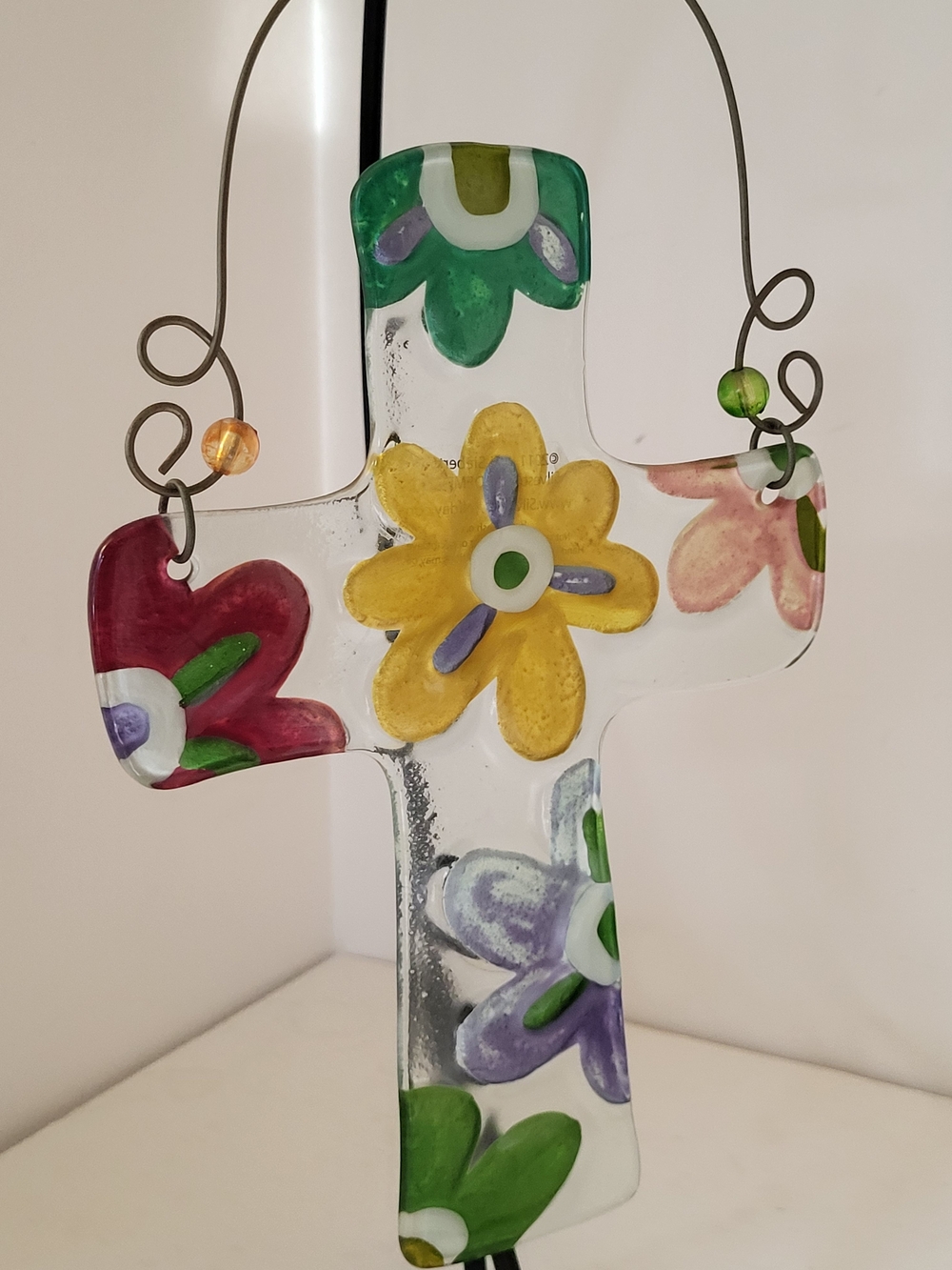Silvestri 2011 Glass Fusion Collection Floral Glass Cross Lori Siebert